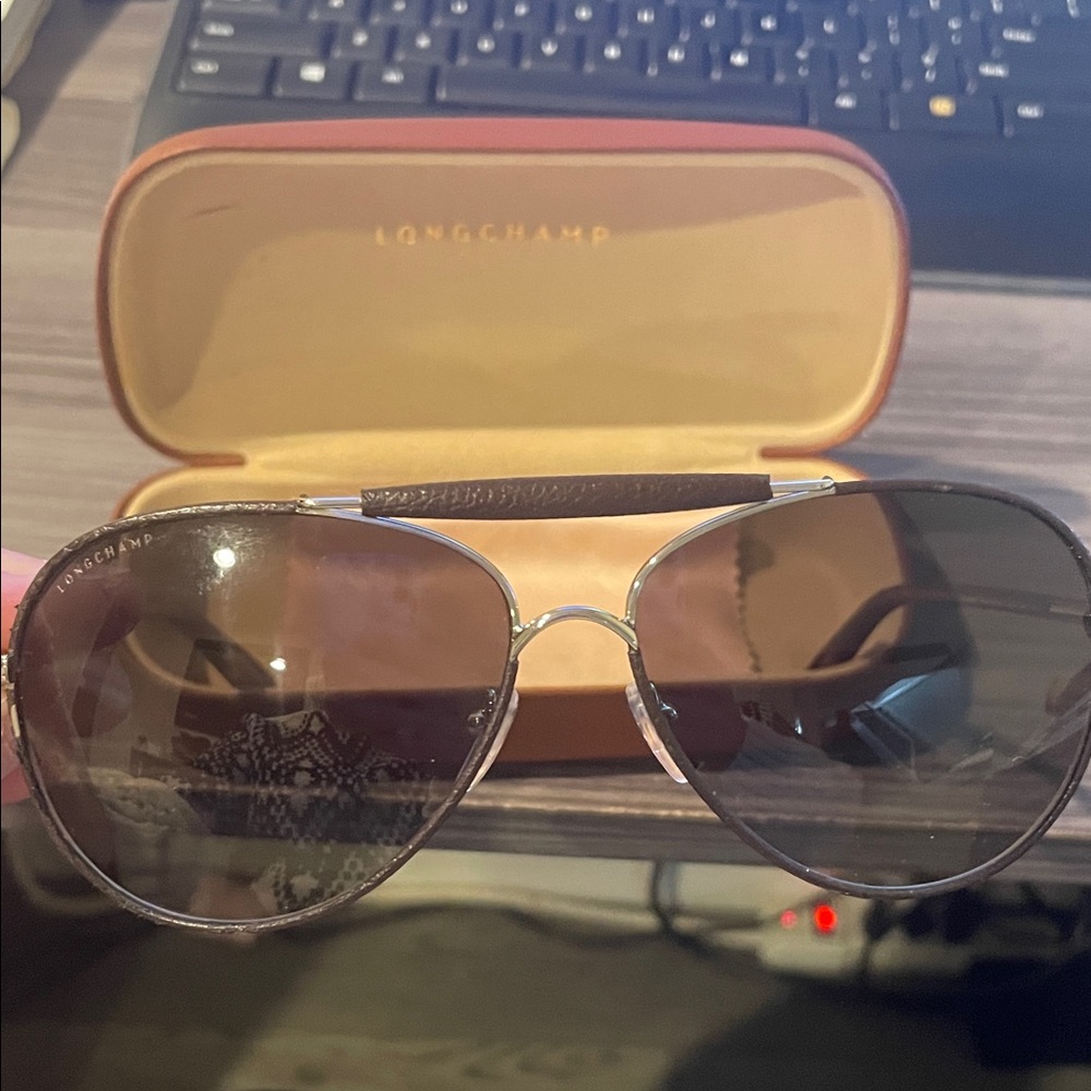 Longchamp Dark Brown Aviator Sunglasses